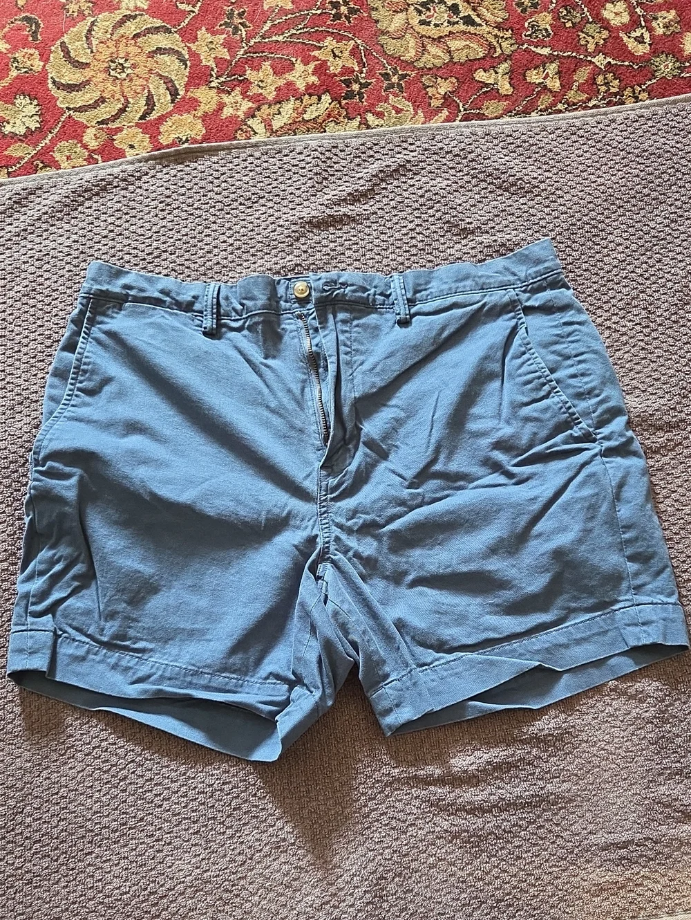 Ralph Lauren Men's Flat-Front Shorts in Slate Blue